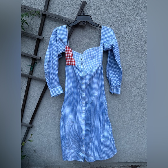 CF. goldman Blue Gingham Midi Dress - Picture 5 of 10